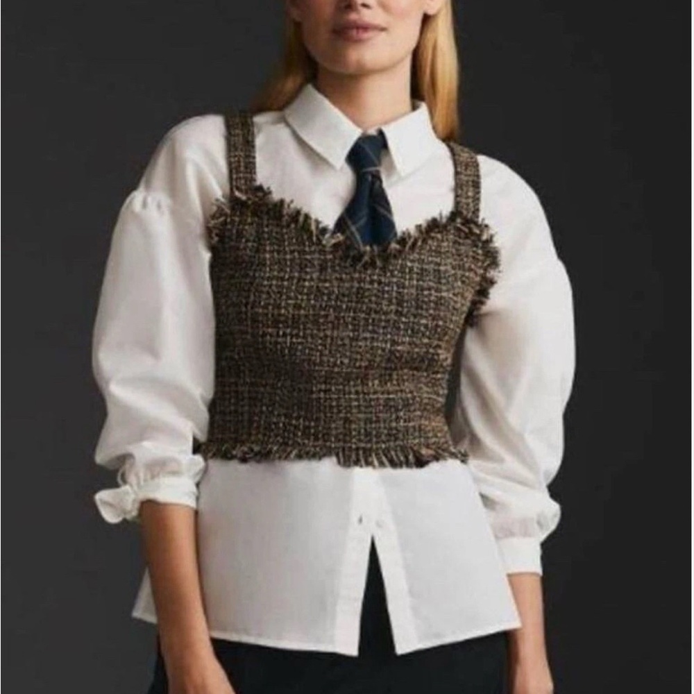 Mare Mare x Anthropologie Set Womens PS Tweed Crop Top & Button Down Academia
